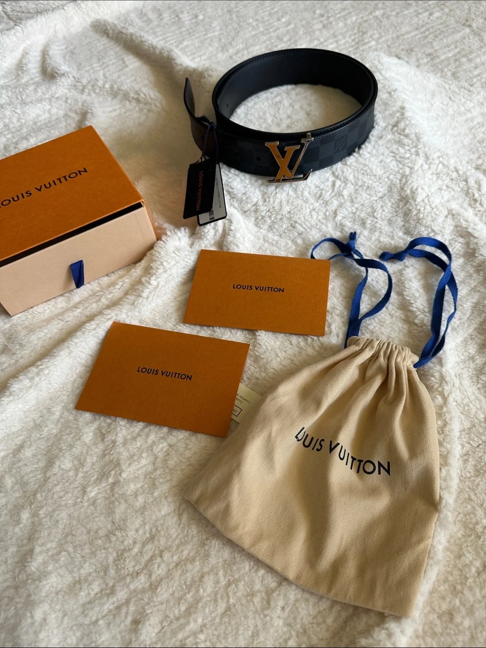Louis Vuitton LV Initiales 40mm Reversible Damier Cobalt Belt 100/40